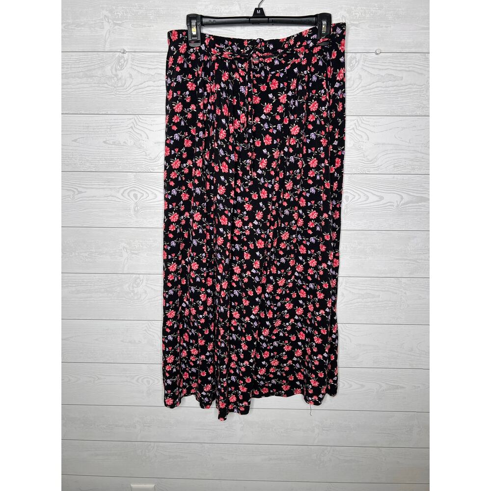 Vintage 90s TR Bentley Floral Rayon Maxi Skirt - Whimsigoth Tie Waist